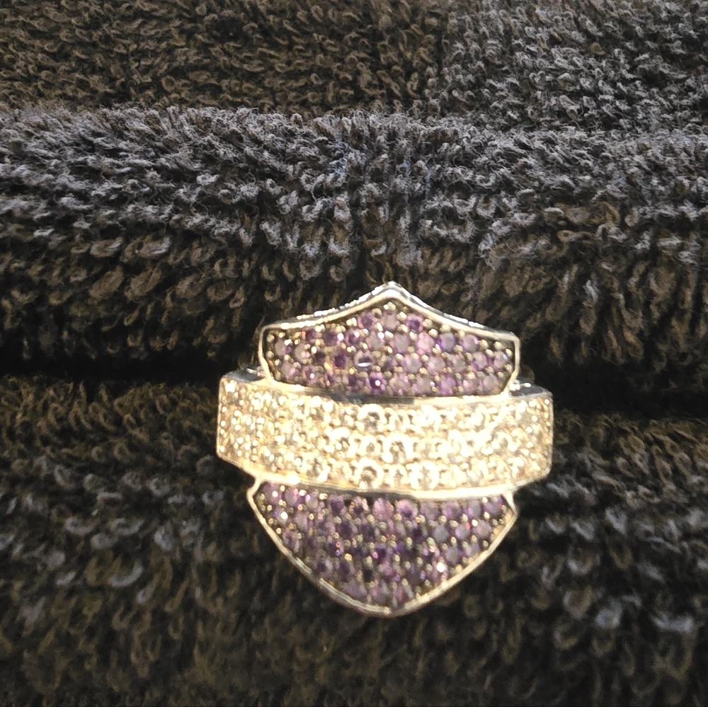 Harley Davidson Purple and Silver Crystal Women's Ring
